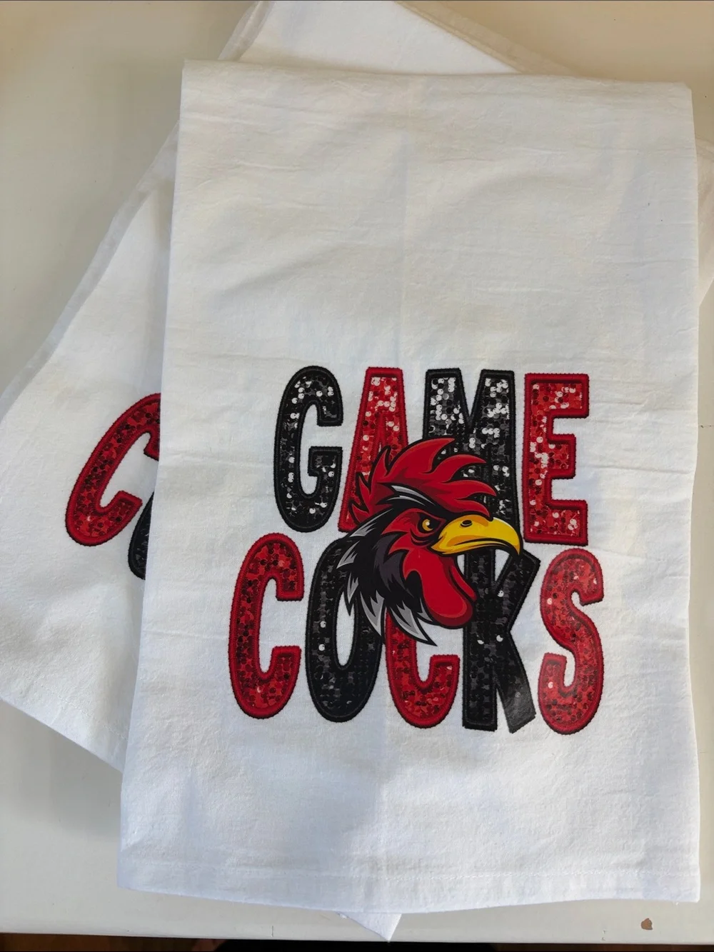 Gamecocks Red and Black Kitchen Towel - Team Logo Accent